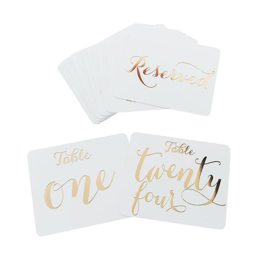 Gold Foil Table Numbers 28 Piece Set