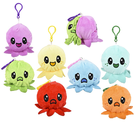 Plush Octopus Reverse Clip-on - 3 Inch - Assorted Colors