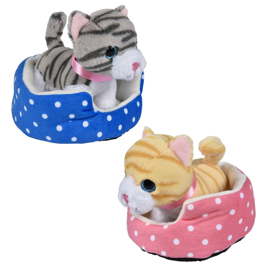 Plush Cat in Pet Bed - Assorted Colors
