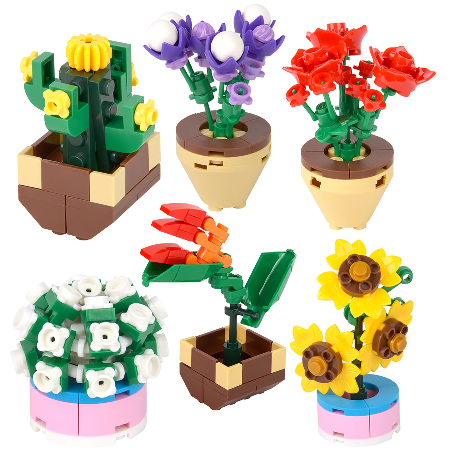 Mini Block Set - Flower Pots 256 Piece Set