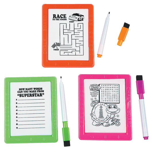 Neon Dry Erase Board Games - 12 Count