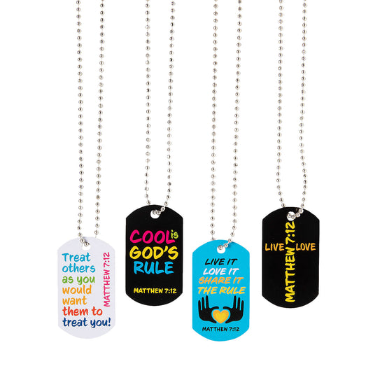 Golden Rule Dog Tag Necklaces - 12 Count