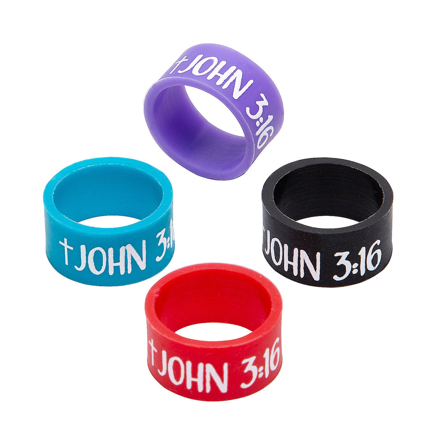 John 3:16 Rubber Rings - 48 Count