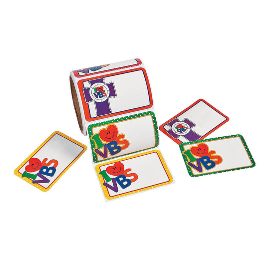"I Love VBS" Name Tag Stickers Roll - 100 Count