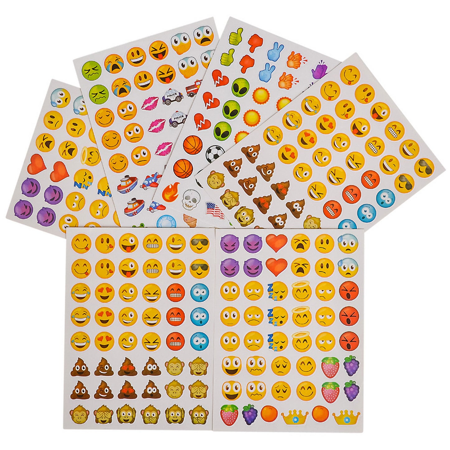 Emoji Stickers Sheets 12 Piece Set