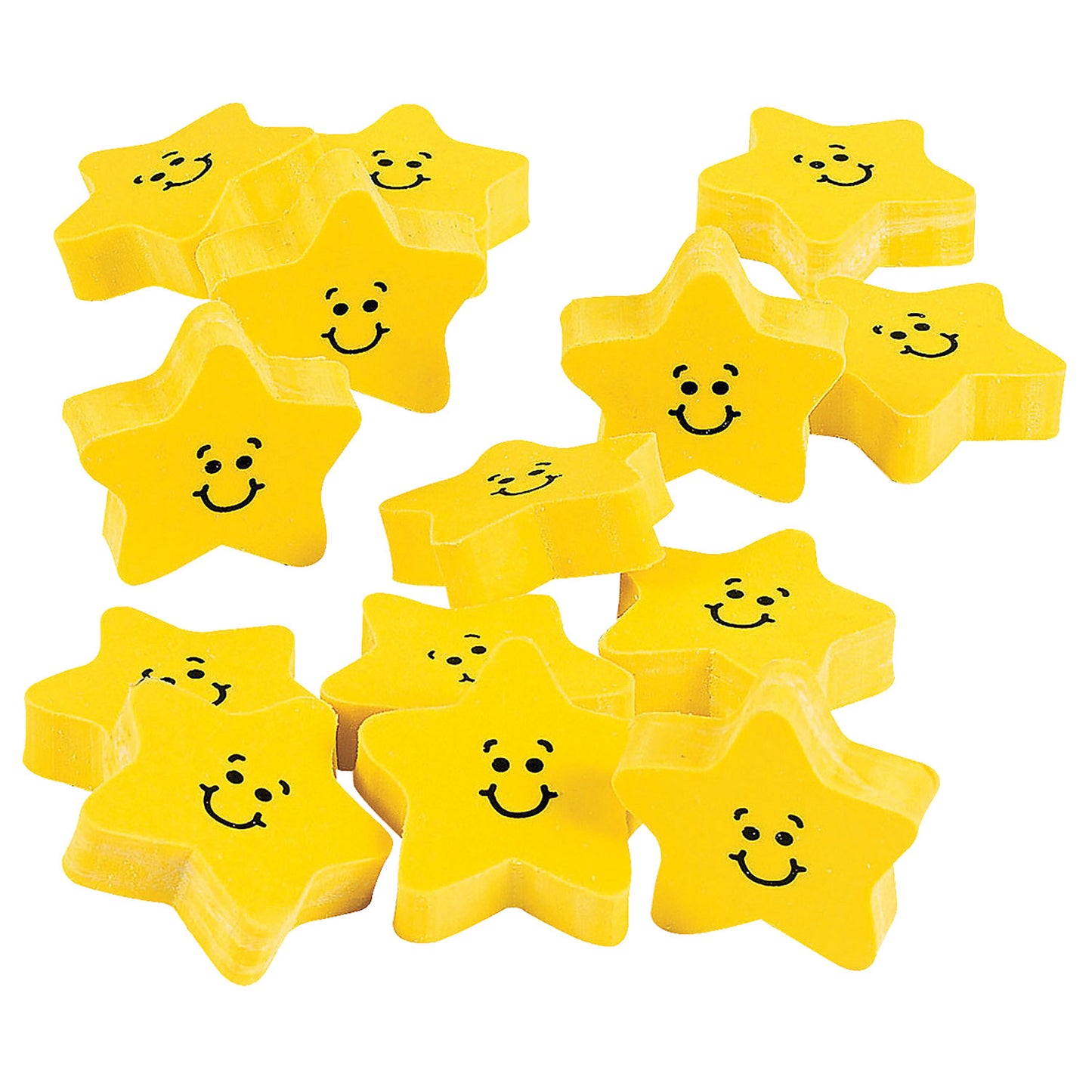Smiley Face Star Erasers - 24 Count