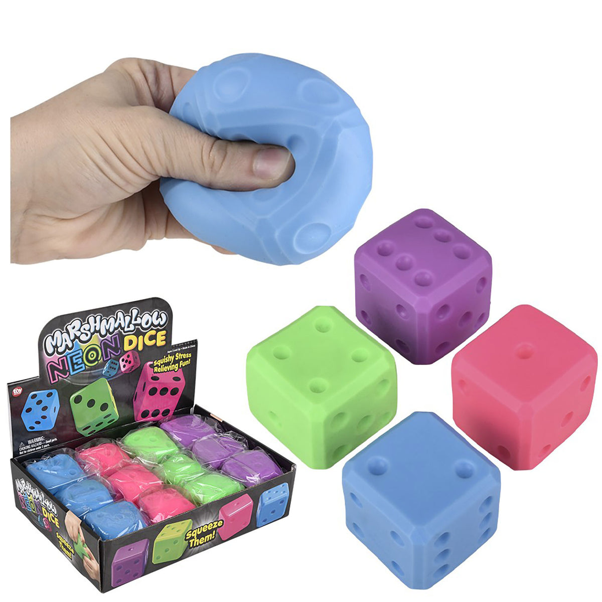 Squish-n-Stretch Neon Dice