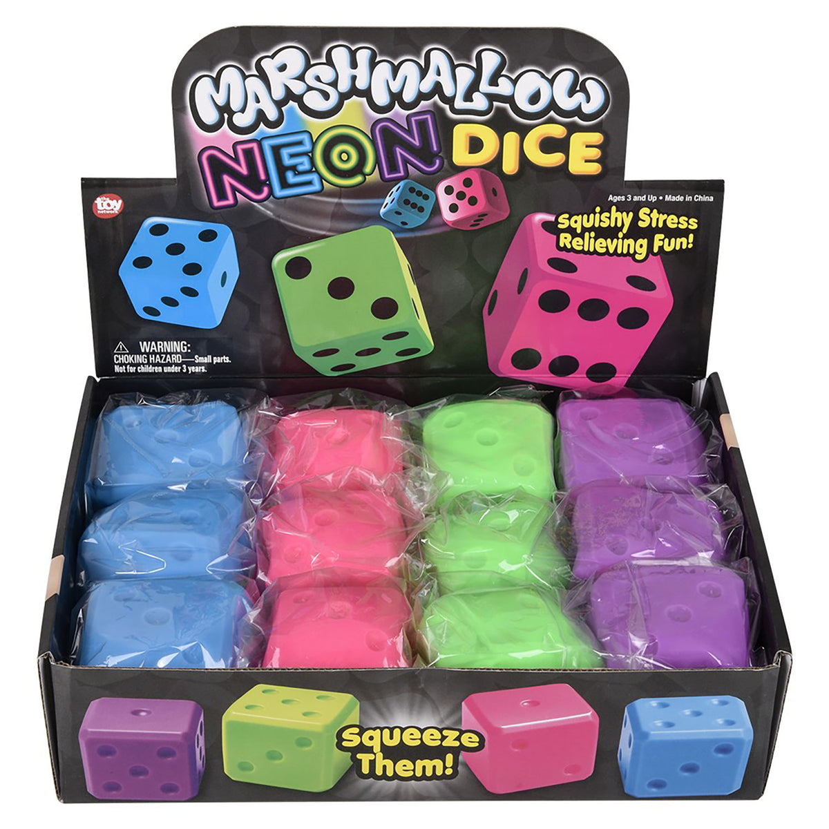 Squish-n-Stretch Neon Dice
