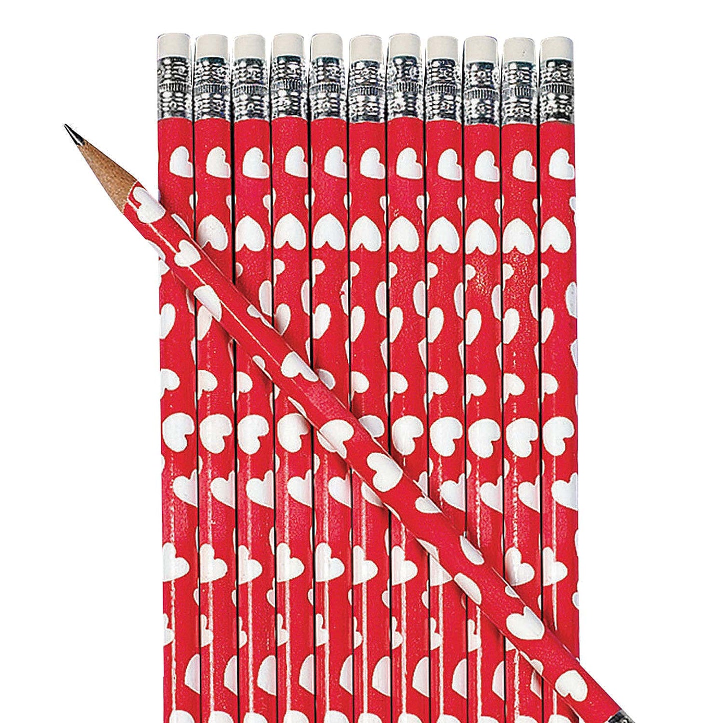 Heart Print Pencils - 12 Count