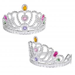 Silver Jeweled Tiaras - 12 Count