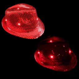 Light Up Sequin Fedora - 3 Function - Red