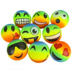 Inflatable Emoji Rainbow Balls - 6 Inch - 10 Count