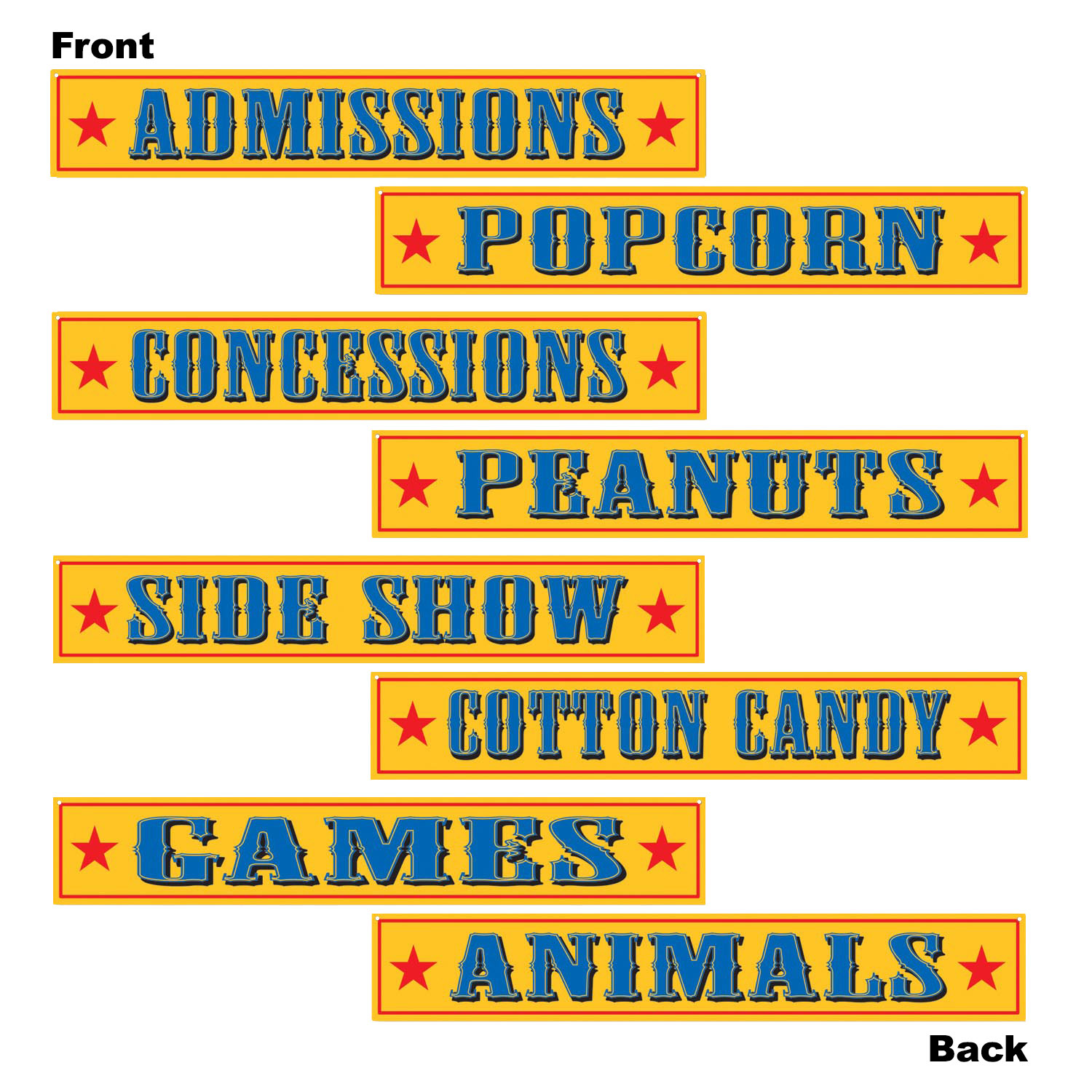 Reversible Carnival Signs - 4 Count