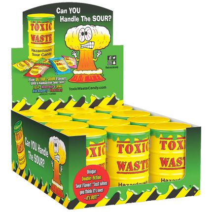 Toxic Waste - Yellow Sour Candy Drum - 12 pcs