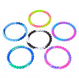 Tie-Dye Bead Rubber Bangles - 12 Count