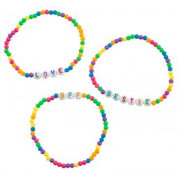 Beaded Rainbow Bracelets with Saying - 12 Count