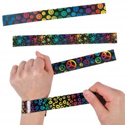Rainbow Print Slap Bracelets - 12 Count