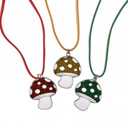 Power Up Mushroom Glitter Necklaces - 12 Count