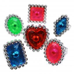 Colorful Rhinestone Rings - 12 Count
