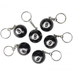 Eight Ball Keychains - 16 Count