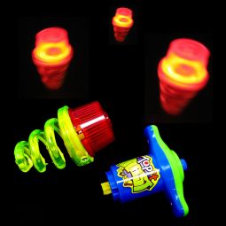 Bouncing Light Up Tops with Launcher - 12 Count