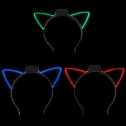 Flashing Cat Ear Headband - 2 Function - Assorted Colors