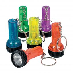 Neon Large Beam Flashlight Keychains - 12 Count