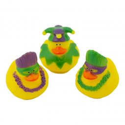 Mardi Gras Rubber Ducks - 2 1/2 Inch - 12 Count