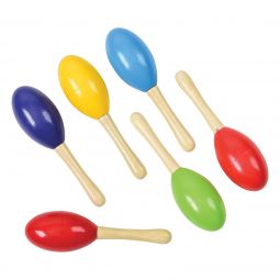 Wooden Mini Maracas - 5 Inch - 12 Count