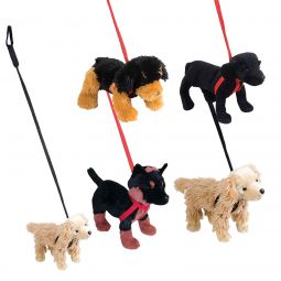 Plush Dog On A Leash - 12 Inch - Assorted Colors