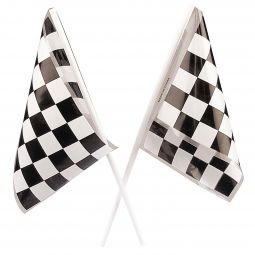 Checkered Racing Flags - Plastic - 4 Inch x 6 Inch - 12 Count