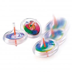 Plastic Swirl Spin Tops - 12 Count