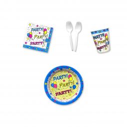 Star Party Place Setting Kit - 7 Inch Plates with Sporks