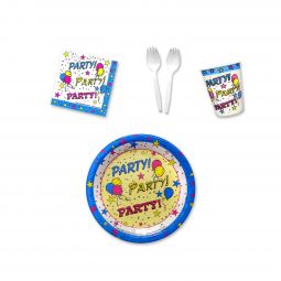 Star Party Place Setting Kit - 9 Inch Plates with Sporks