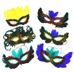 Feathered Mardi Gras Mask - Assorted
