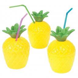 Plastic Pineapple Cup with Lid - 10 Ounce - Straw Not Included
