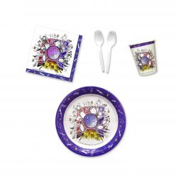 Smash Bowl Party Place Setting Kit - 9 Inch Plates with Sporks