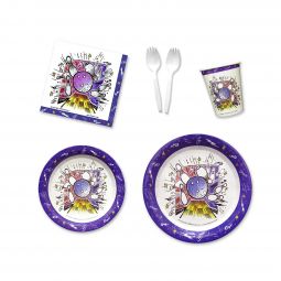Smash Bowl Party Place Setting Kit - 7 & 9 Inch Plates with Sporks
