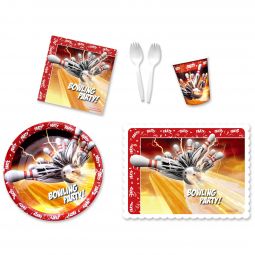 Bowling Thunder Party Place Setting Kit - 9 Inch Plates with Placemats and Sporks