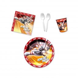 Bowling Thunder Party Place Setting Kit - 9 Inch Plates with Sporks