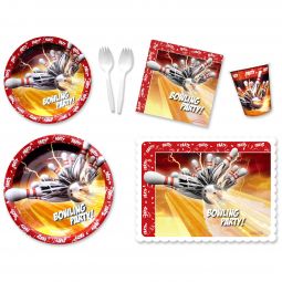 Bowling Thunder Party Place Setting Kit - 7 & 9 Inch Plates with Placemats and Sporks