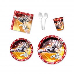 Bowling Thunder Party Place Setting Kit - 7 & 9 Inch Plates with Sporks