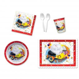 Disco Skate Place Setting Kit - 7 Inch Plates with Placemats and Sporks