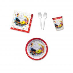 Disco Skate Place Setting Kit - 7 Inch Plates with Sporks