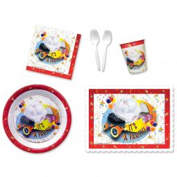 Disco Skate Place Setting Kit - 9 Inch Plates with Placemats and Sporks