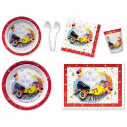 Disco Skate Place Setting Kit - 7 & 9 Inch Plates with Placemats and Sporks