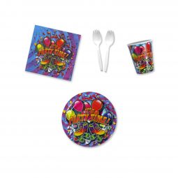 Party Time Skate Place Setting Kit - 7 Inch Plates with Sporks