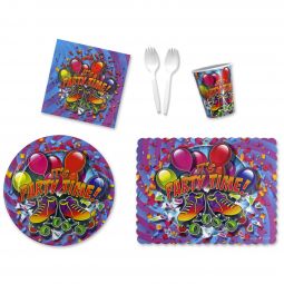 Party Time Skate Place Setting Kit - 9 Inch Plates with Placemats and Sporks