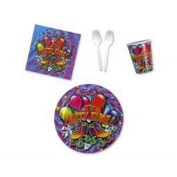 Party Time Skate Place Setting Kit - 9 Inch Plates with Sporks