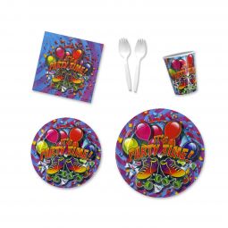 Party Time Skate Place Setting Kit - 7 & 9 Inch Plates with Sporks